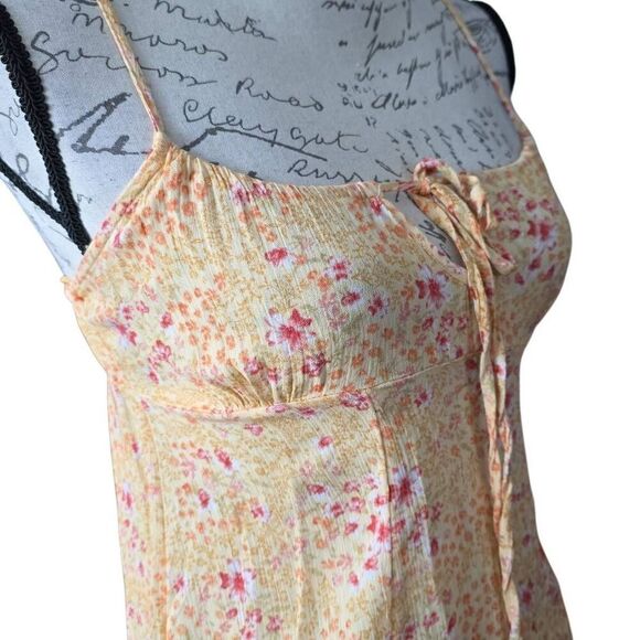 Hippie Rose Women's Size XS Yellow Ditsy Floral Print Cami Strap Spring Dress - Picture 3 of 7